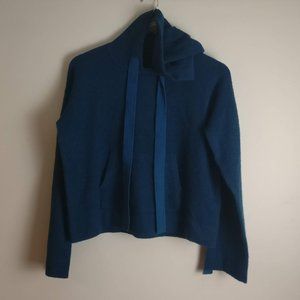 NAADAM pure Mongolian Cashmere Tuxedo Sweater with hoodie and pouch pockets TEAL